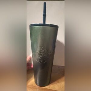 Starbucks Blue Green Silver Ombré Tumbler with Straw